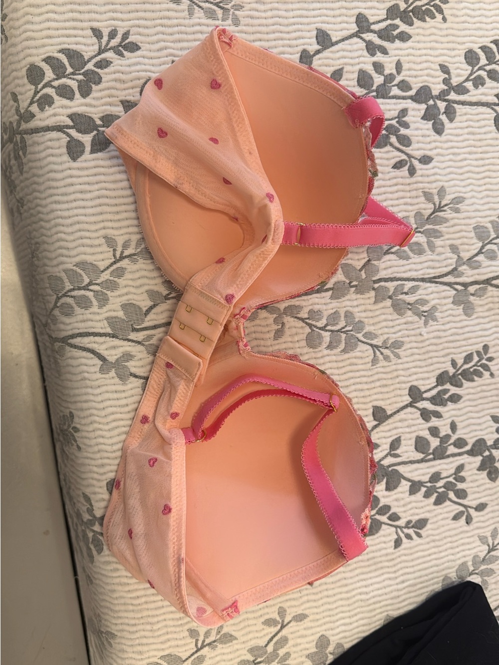 Victoria's Secret Peach Bra with Pink Floral Embroidery - Picture 2 of 2